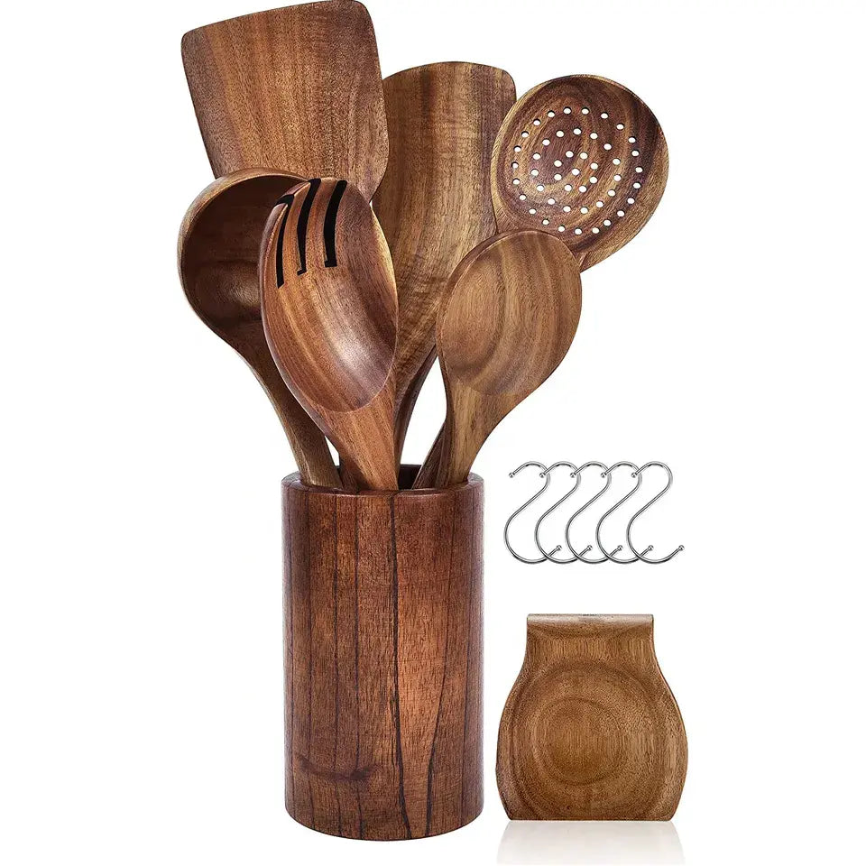 Natural Teak Acacia Kitchen Accessories Cooking Tools for Amazon FBA in USA