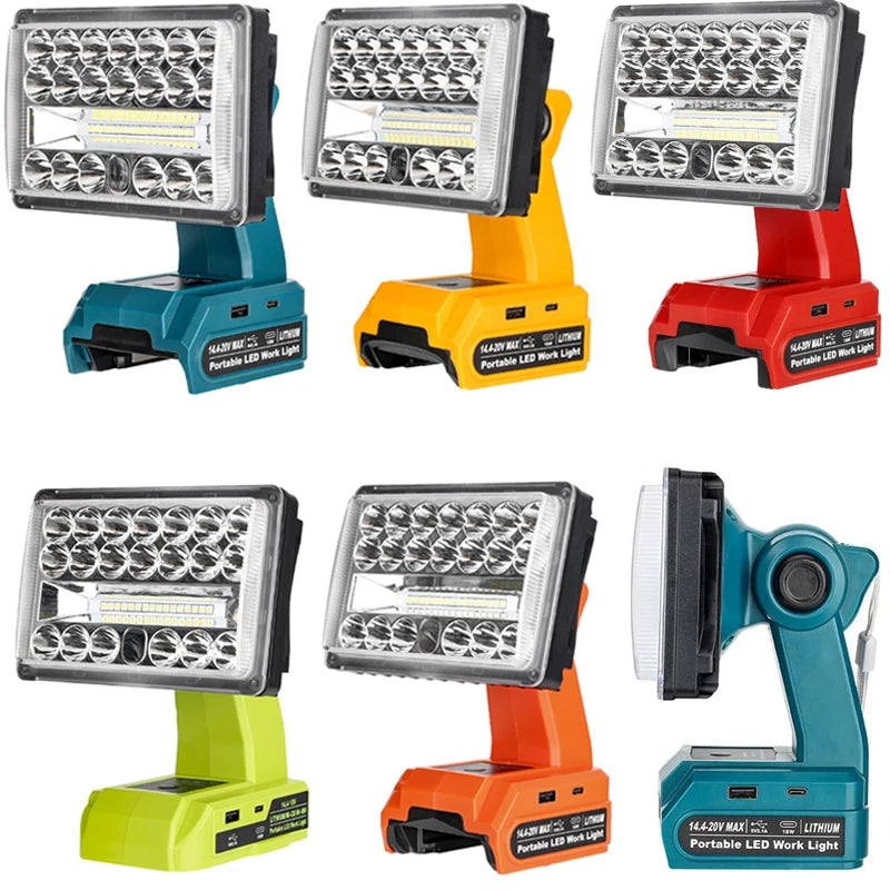 LED Flashlight Outdoors Flood Lamps For Makita/Dewalt/Milwaukee/Bosch/Black&Decker/Ryobi 18V Li-ion Battery Work Light Torch in USA