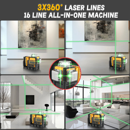 Dewalt DW089LG 3 Sides*360 Degree Vertical 12V Lithium Battery 12 Lines Laser Level Horizontal Green Meter Outdoor bare machine in USA