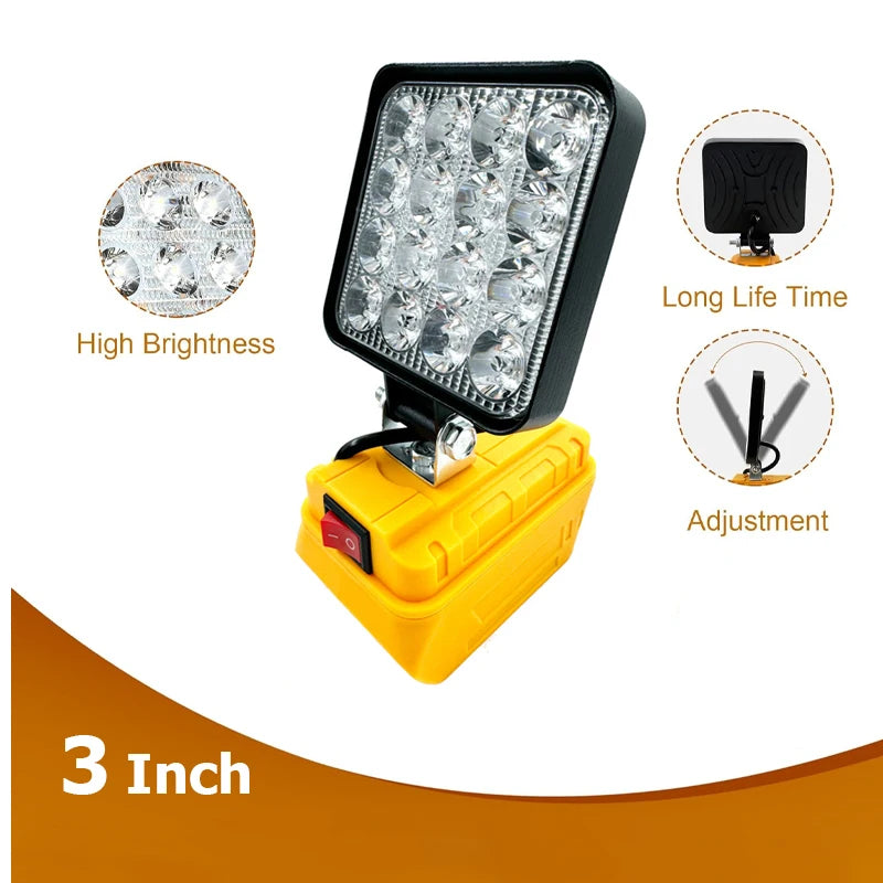 Led Work Light For Dewalt 18V Battery Portable Spotlight Cordless Outdoor Fishing Handheld Emergency ToolLight No Battery No USB in USA