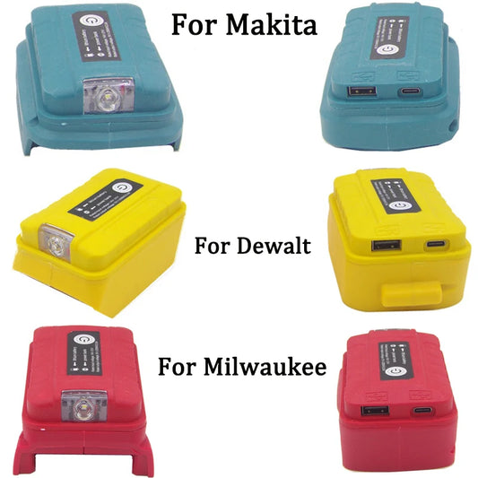 LED Working Light Lamp Power Source For Makita/Dewalt/Milwaukee18V Li-ion Battery Adapter Outdoor Charger With USB&Type-c Port in USA