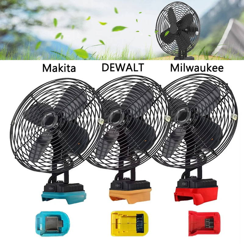 6/8In Camping Fan Outdoor Fishing Wireless Desktop Portable Metal Fan Strong Wind Fan FIt Makita/Dewalt/Milwaukee 18V Battery in USA