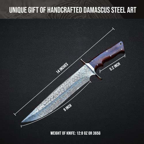 BIGCAT ROAR 14″ Handmade Damascus Hunting Knife 