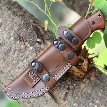 Nifdo Amazon Dropshipping Hunting Knife with Wooden Handle, Fixed Blade Tracker Knife Amazon FBA Product