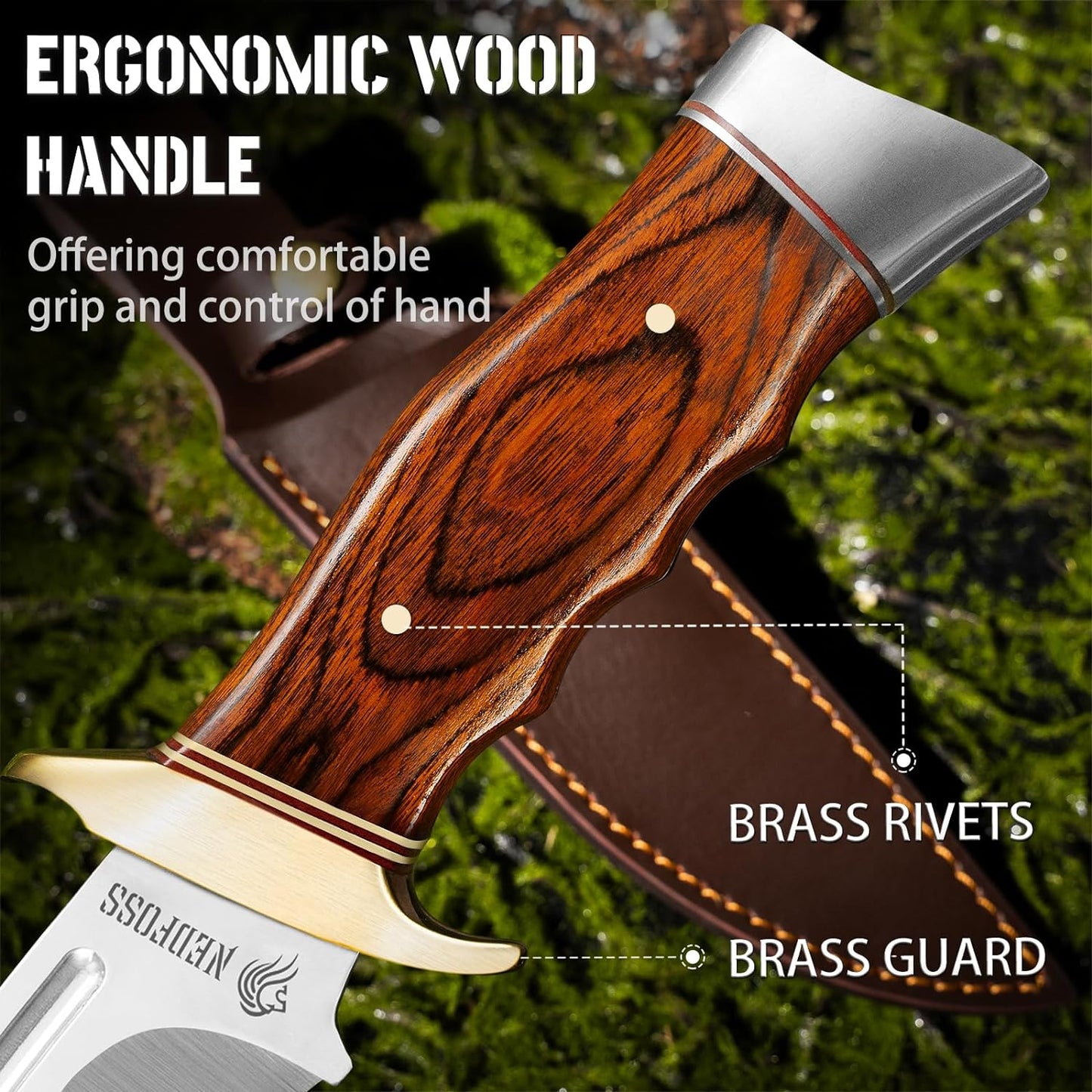  Hunting Knife with Leather Sheath
