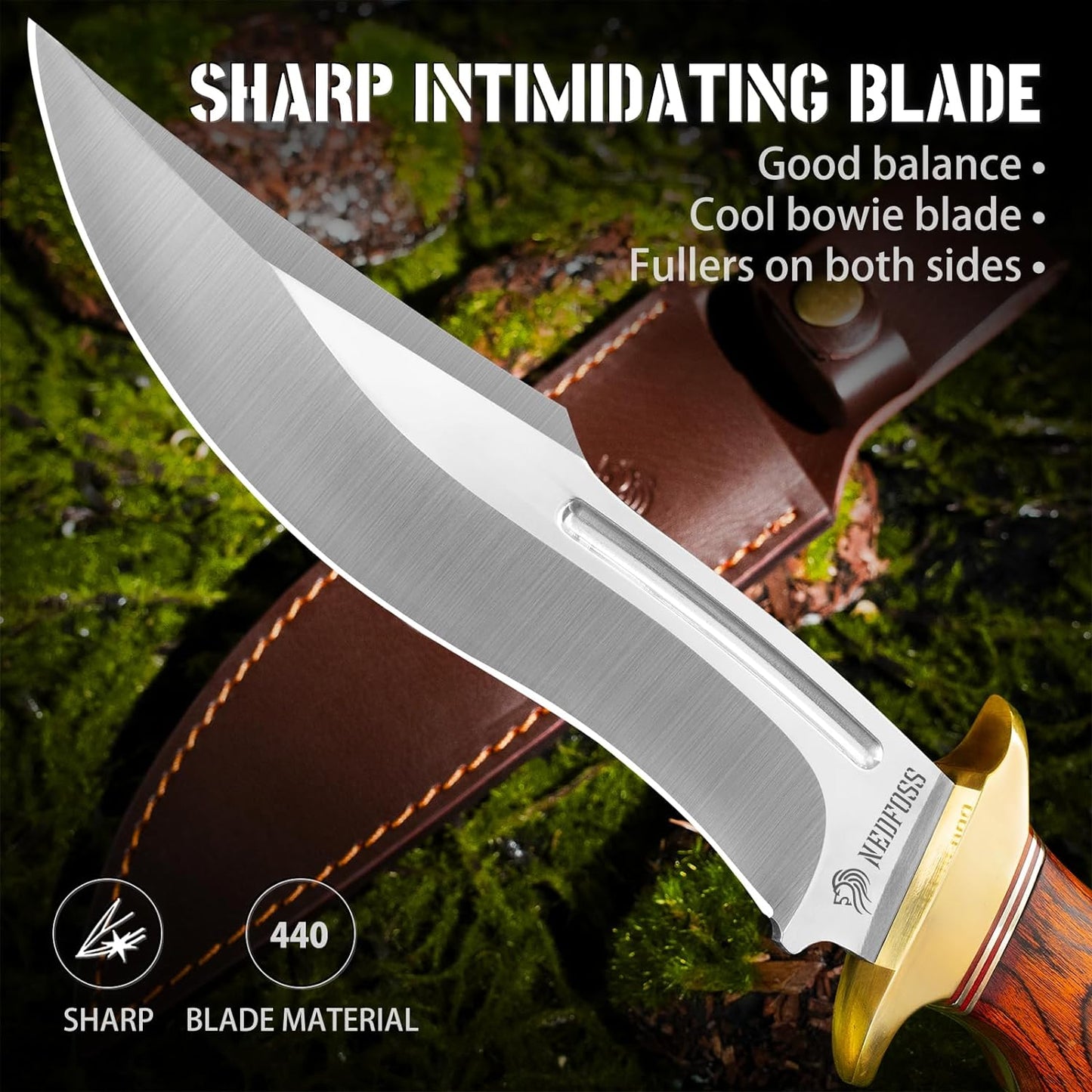  Hunting Knife with Leather Sheath