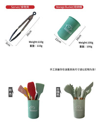 12-Piece Silicone Kitchen Utensil Set with Wooden Handles For Amazon Dropshipping