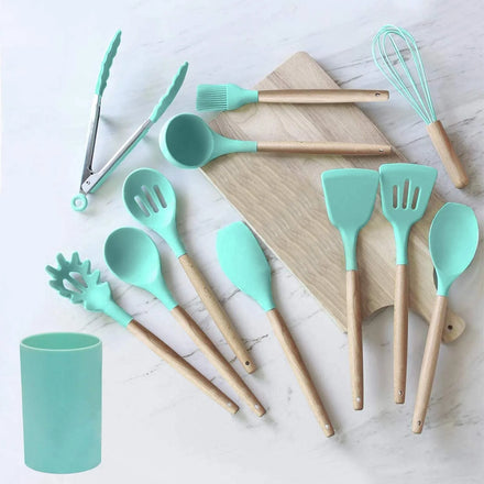 12-Piece Green Silicone Kitchen Gadget Set For Amazon FBA