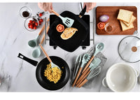 Silicone Kitchen Utensil Set with Wooden Handles For Amazon dropshipping