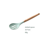 Silicone Kitchen Utensil Set with Wooden Handles For Amazon dropshipping