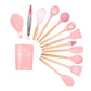 Wooden Elegance Silicone Kitchen Utensil Set with Holder for Amazon FBA