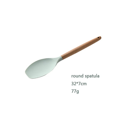 Silicone Kitchen Utensil Set with Wooden Handles For Amazon dropshipping