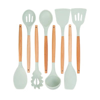 Silicone Kitchen Utensil Set with Wooden Handles For Amazon dropshipping