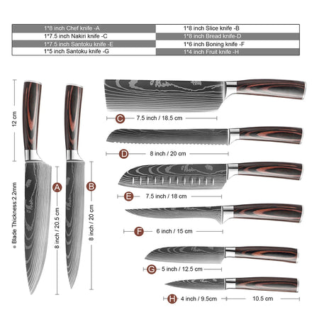 Japanese Damascus Chef Knife Set For Amazon FBA