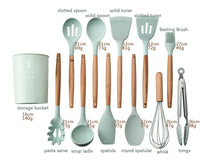 Silicone Kitchen Utensil Set with Wooden Handles For Amazon dropshipping