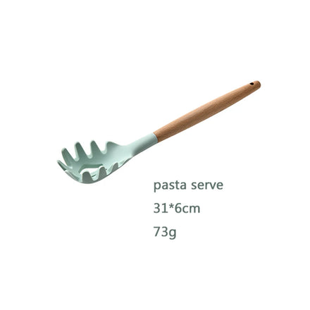 Silicone Kitchen Utensil Set with Wooden Handles For Amazon dropshipping