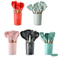  Silicone Kitchen Utensil Set with Wooden Handles
