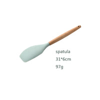 Silicone Kitchen Utensil Set with Wooden Handles For Amazon dropshipping