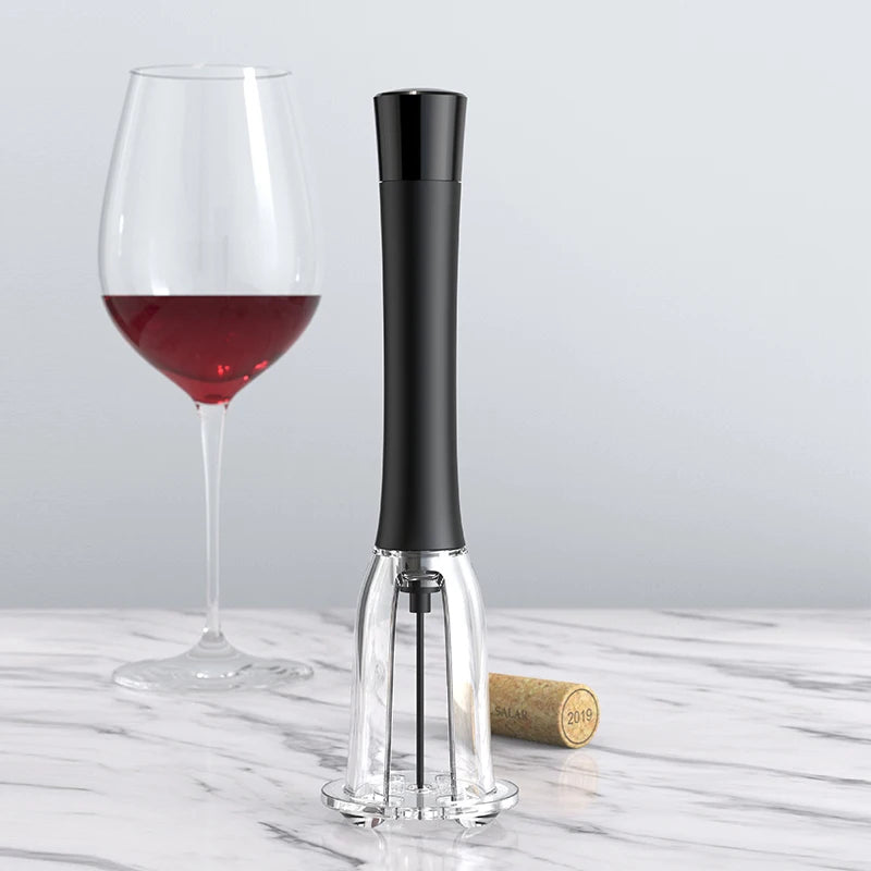 Manual Wine Opener - Air Pressure Pump, Black Corkscrew