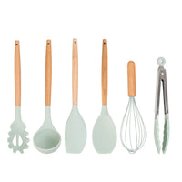 Silicone Kitchen Utensil Set with Wooden Handles For Amazon dropshipping